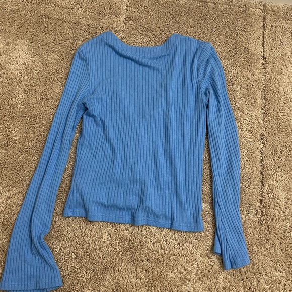 Reformation Blue Ribbed Button-Up Top - Picture 4 of 7